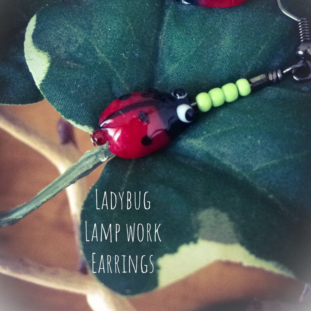 Glass lampwork Ladybug Earrings- 3 type hook